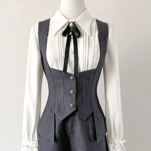 Forest Song Underbust Button Up Pinstripe Vest Ouji NWT